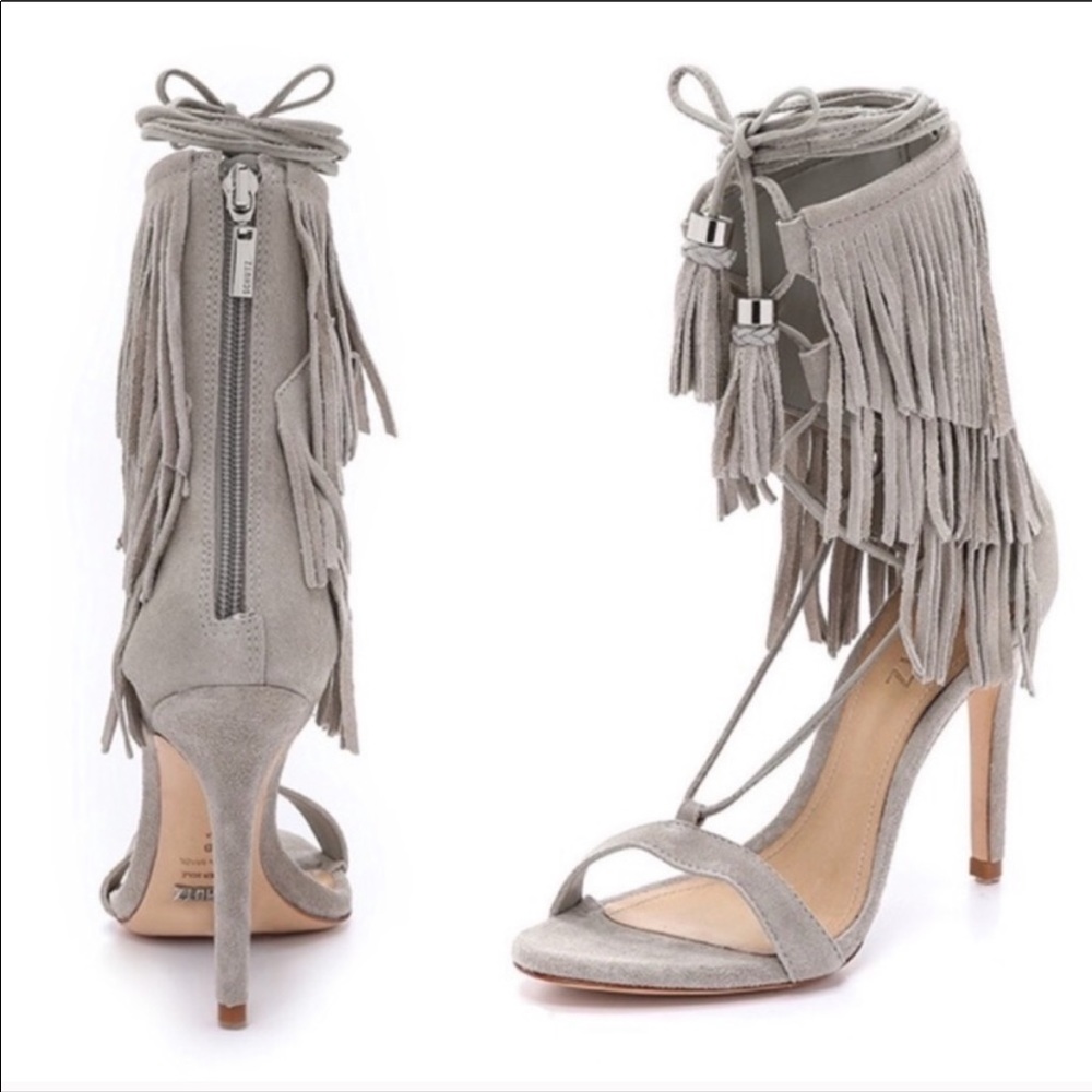 Schutz Kaji Fringe Suede Strap Heels Size 8.5
